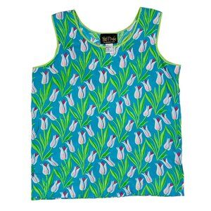 Bob Mackie Wearable Art Silk Medium Top Blouse Tank Vintage Floral Tulip